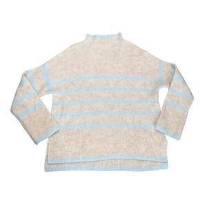 Second Female Ovallis Knit Sweater Womens Medium Beige Blue Striped Mohair Wool